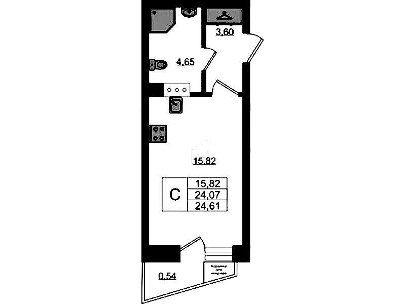 Квартира студия 24.61 м², 6/11 эт., ЖК «VEREN NORT Сертолово»